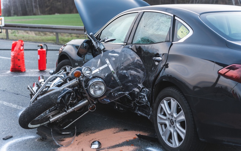 motorcycle accident, stock photo