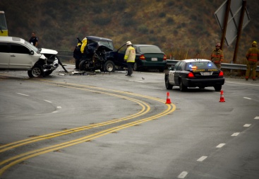 A car accident between a truck and a car driven by someone without sufficient underinsured motorist coverage insurance.